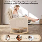 Upholstered Nursery Rocking Chair with High Backrest and Side Pockets