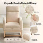 Upholstered Nursery Rocking Chair with High Backrest and Side Pockets