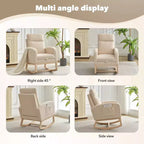 Upholstered Nursery Rocking Chair with High Backrest and Side Pockets