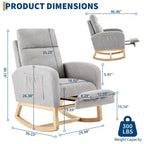Upholstered Nursery Rocking Chair with High Backrest and Side Pockets