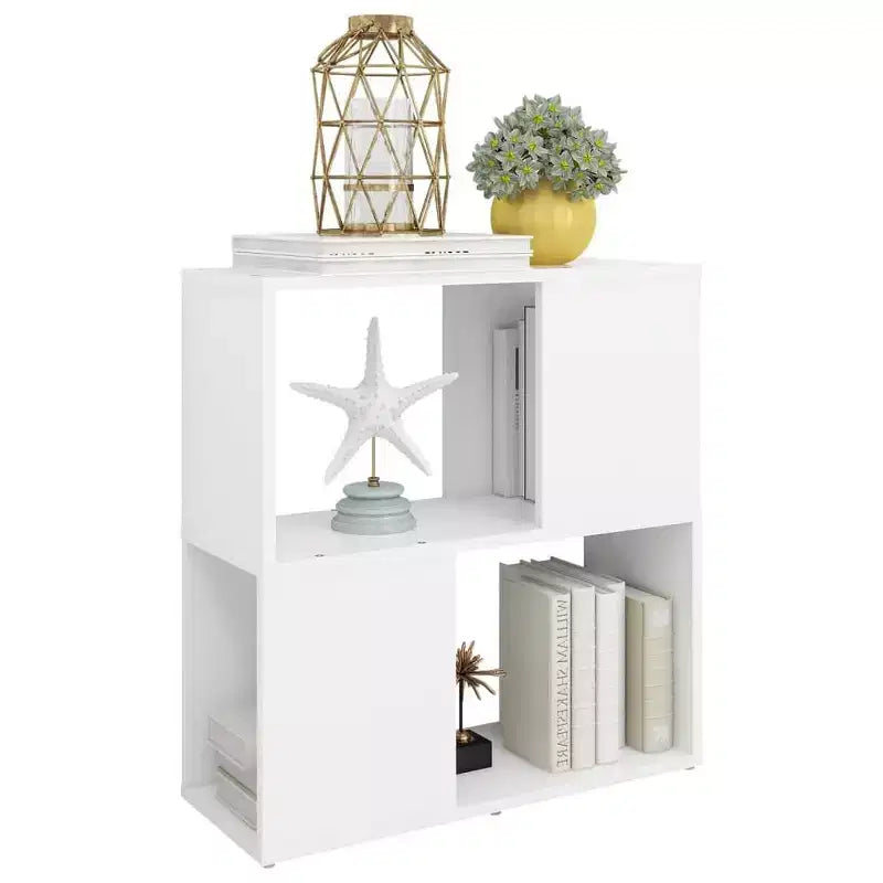 White Engineered Wood Book Cabinet with 2 Shelves