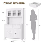 Tall Pantry Cabinet with Charging Station, Countertop, Drawers and Adjustable Shelves