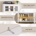 Tall Pantry Cabinet with Charging Station, Countertop, Drawers and Adjustable Shelves