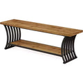 Industrial Entryway Bench with Shelf and Storage, 55 Inch Wood and Metal Shoe Bench for Bedroom, Hallway, Foyer