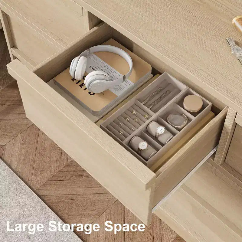 54-Inch 7-Drawer Wood Dresser with Large Storage