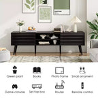 Mid Century Modern TV Stand for TVs up to 70 Inches with Storage – Dark Walnut