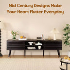 Mid Century Modern TV Stand for TVs up to 70 Inches with Storage – Dark Walnut