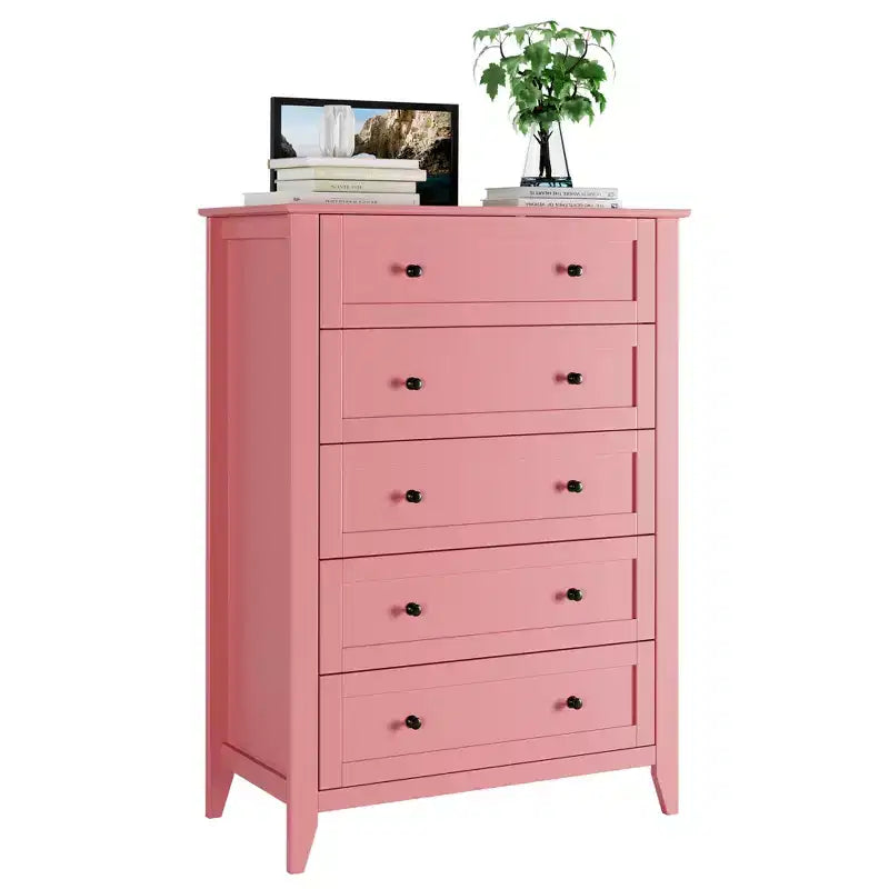 5-Drawer Chest of Drawers with Metal Knobs