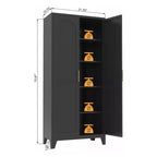 71'' Metal Storage Cabinet with Doors and Adjustable Shelves, for Bedroom, Living Room, Kitchen – Black