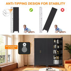 71'' Metal Storage Cabinet with Doors and Adjustable Shelves, for Bedroom, Living Room, Kitchen – Black