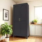 71'' Metal Storage Cabinet with Doors and Adjustable Shelves, for Bedroom, Living Room, Kitchen – Black