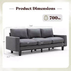 3-Seater Sofa with Deep Seat and Metal Frame