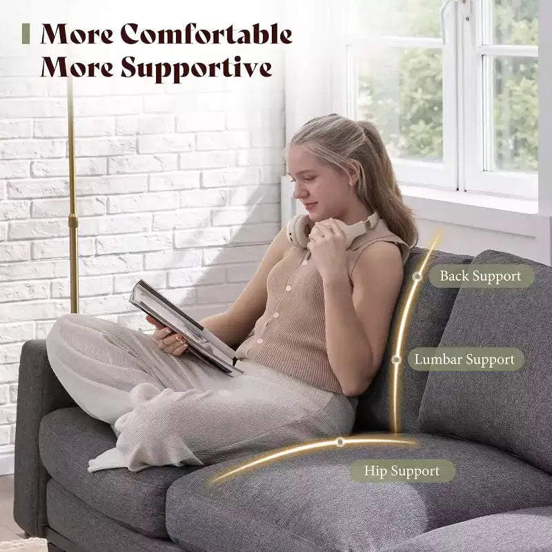 3-Seater Sofa with Deep Seat and Metal Frame