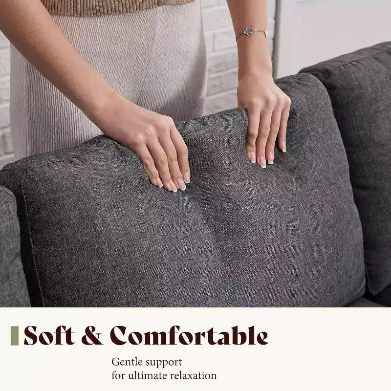 3-Seater Sofa with Deep Seat and Metal Frame