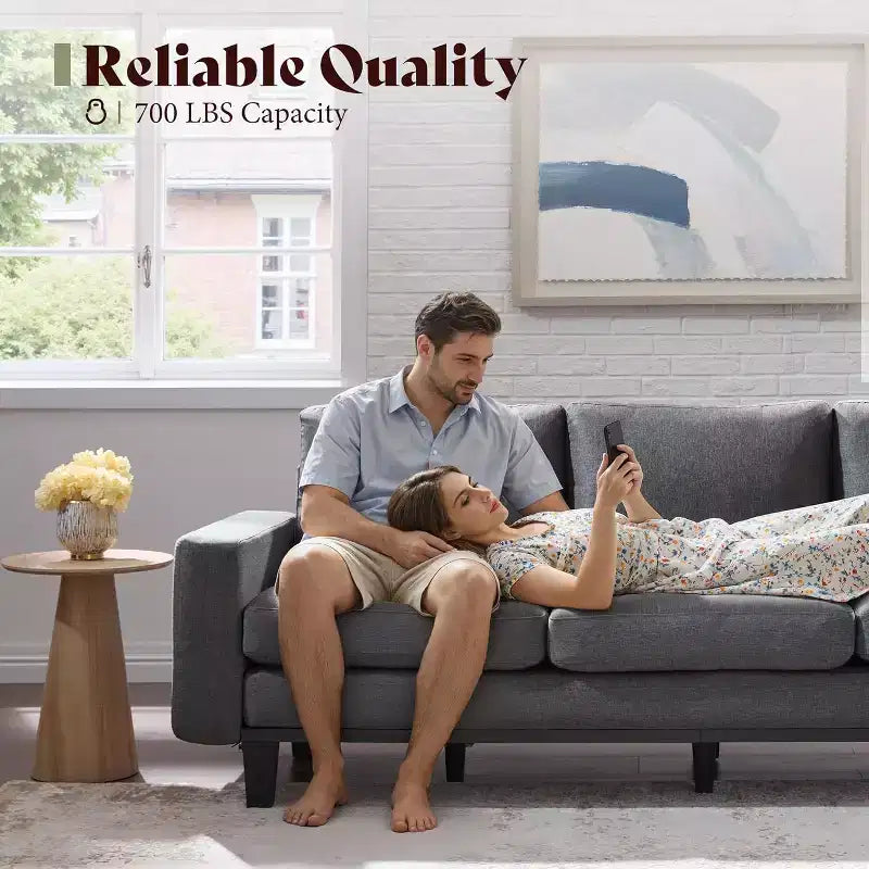 3-Seater Sofa with Deep Seat and Metal Frame