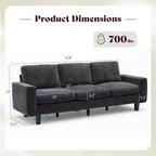 3-Seater Sofa with Deep Seat and Metal Frame