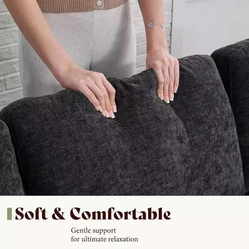 3-Seater Sofa with Deep Seat and Metal Frame