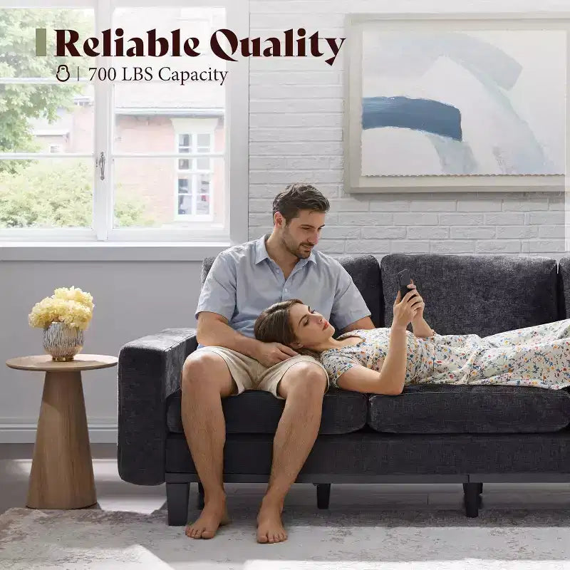 3-Seater Sofa with Deep Seat and Metal Frame