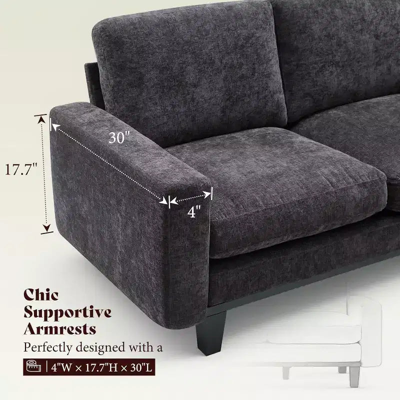 3-Seater Sofa with Deep Seat and Metal Frame