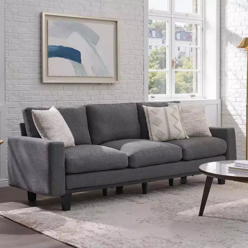 3-Seater Sofa with Deep Seat and Metal Frame