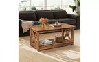 Farmhouse Coffee Table with X-Frame and Storage Shelf, 40.1"