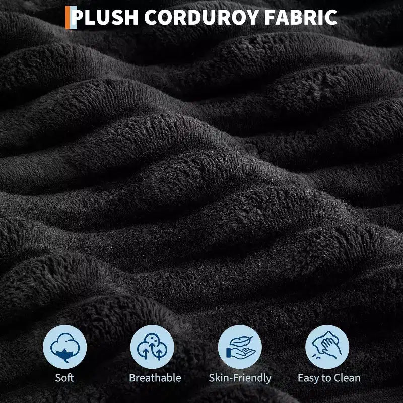 Oversized Chaise Lounge Chair with Throw Pillows and Armrests, Corduroy Upholstered Sofa Bed for Living Room and Bedroom