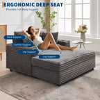 Oversized Chaise Lounge Chair with Throw Pillows and Armrests, Corduroy Upholstered Sofa Bed for Living Room and Bedroom